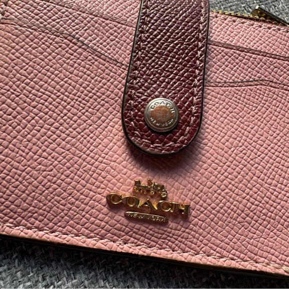Coach Powder Pink Wine Multi Key Card Holder Attachment Card Case - Picture 2 of 7